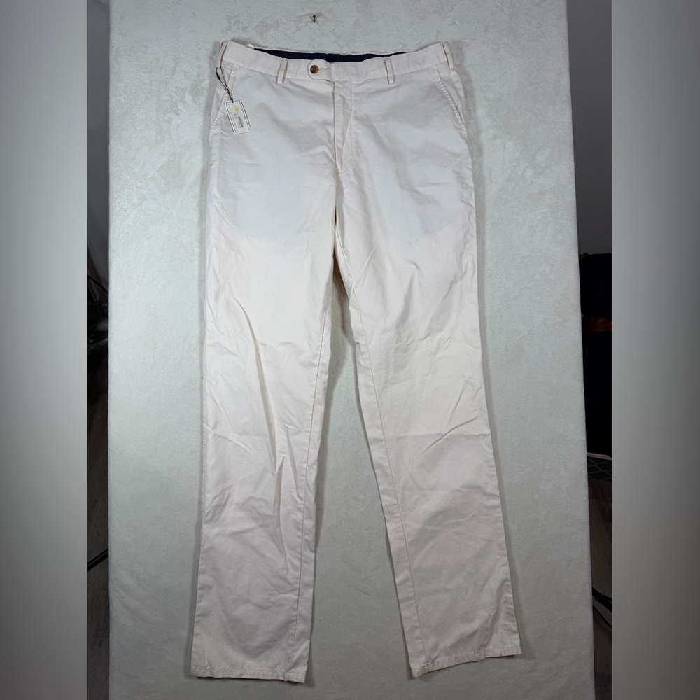 NWT Peter Millar Size 36W Lightweight Cotton Men's Light Khaki Chinos Golf Work